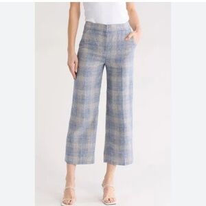 Veronica Beard Blue Plaid Cropped Pants